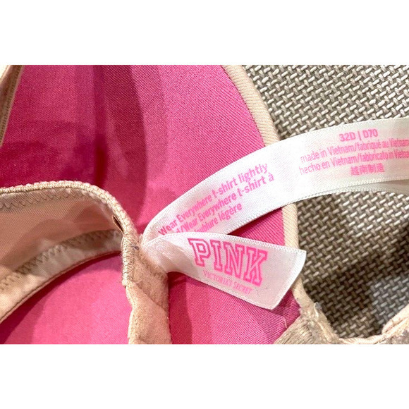 Pink Victoria's Secret - Beige Underwire full coverage Bra women's size 32D - Picture 2 of 3